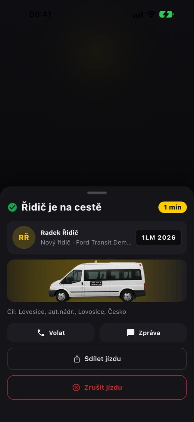 LamaTaxi — řidič na cestě