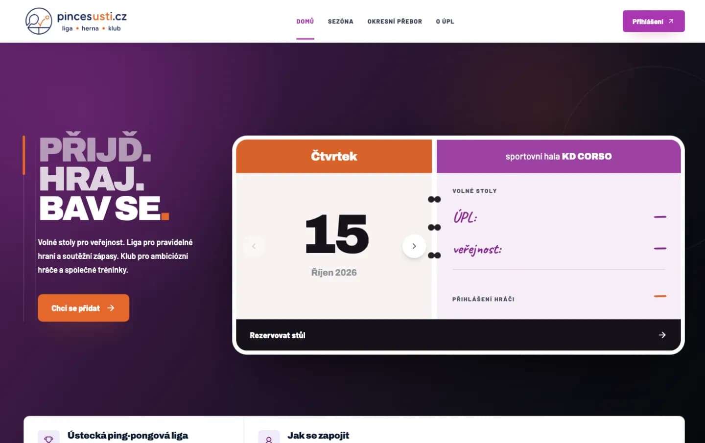 Web Ústecká ping-pongová liga